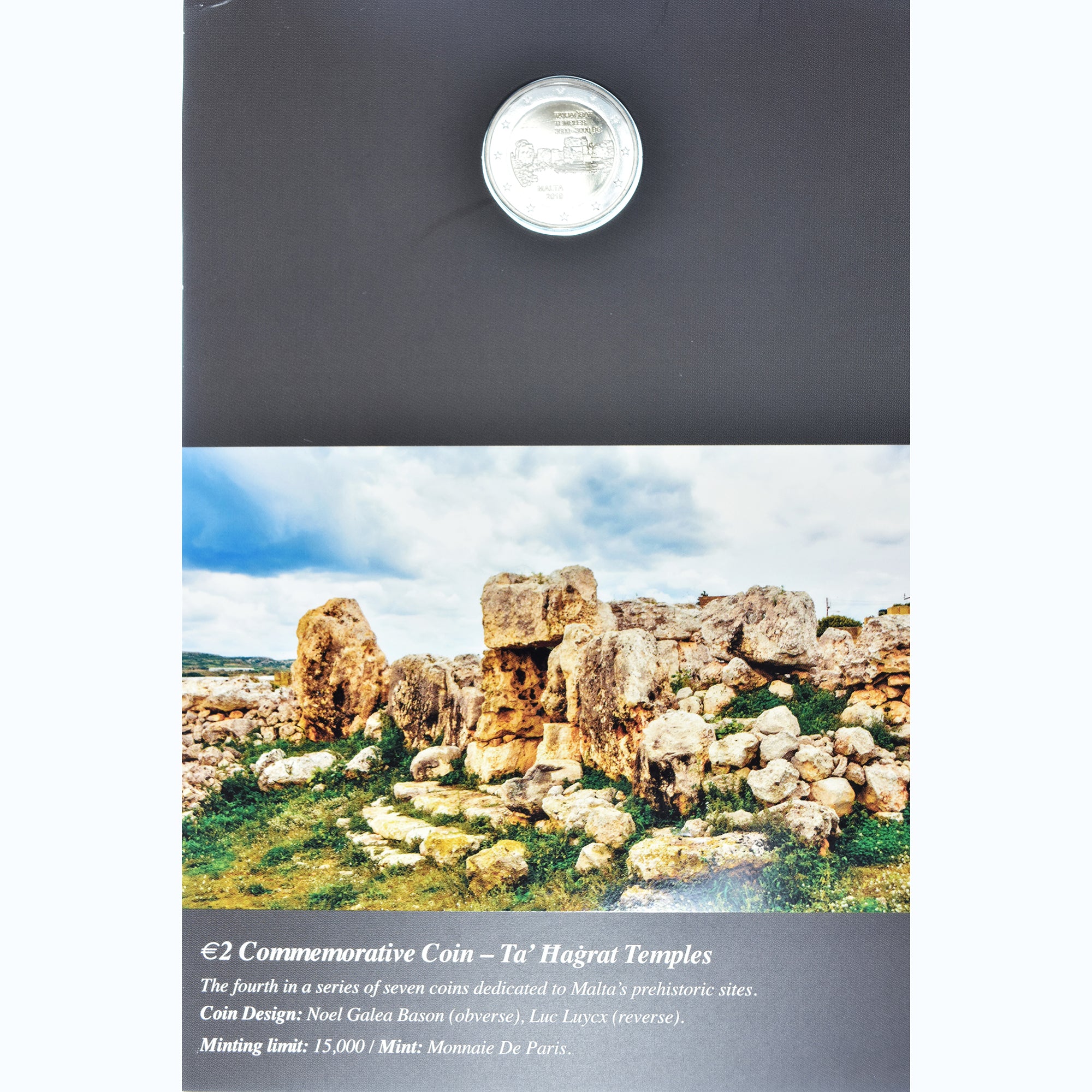 Malta, 2 Euro, Ta' Hagrat temples 4/7, 2019, Monnaie de Paris, FDC, Bi-Metallic