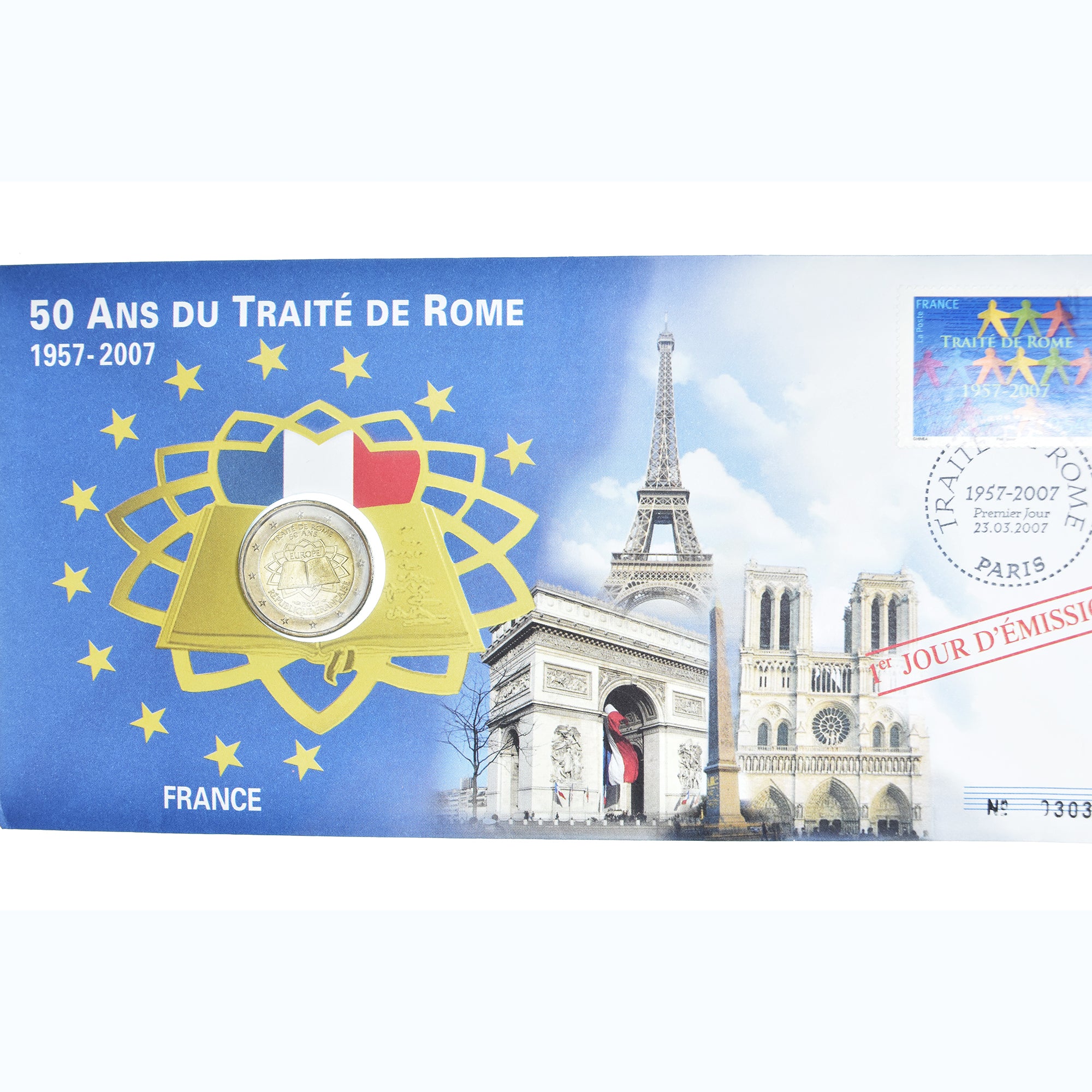 France, 2 Euro, Traité de Rome, 2007, Monnaie de Paris, enveloppe