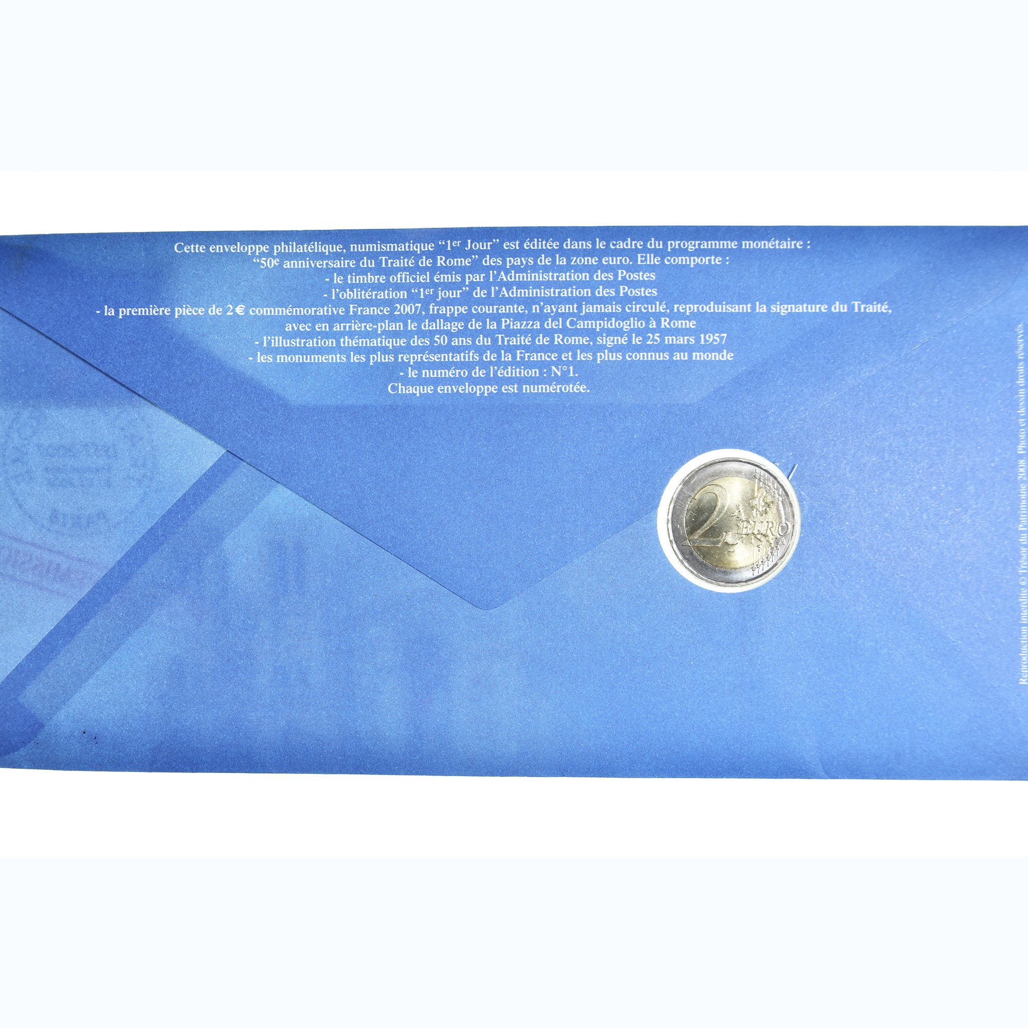 France, 2 Euro, Traité de Rome, 2007, Monnaie de Paris, enveloppe
