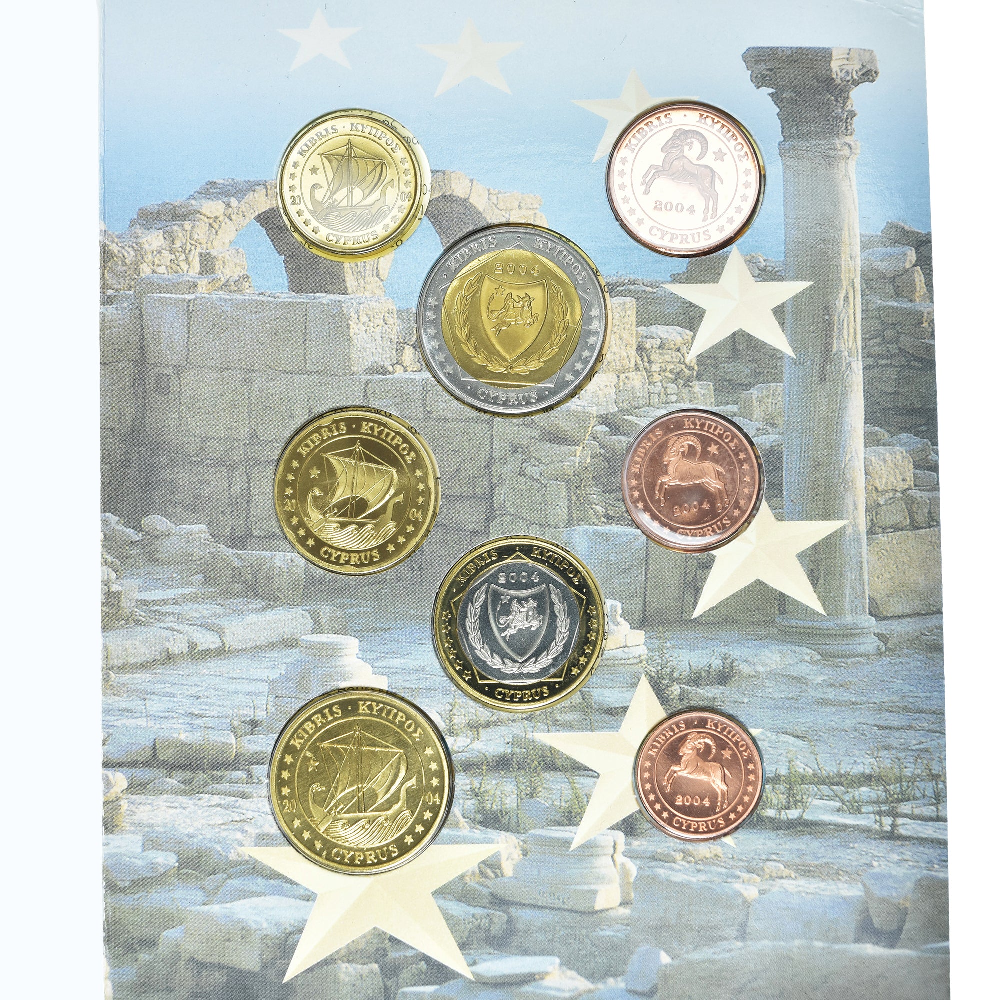 Zypern, 1 Cent to 2 Euro, 2004, unofficial private coin, STGL