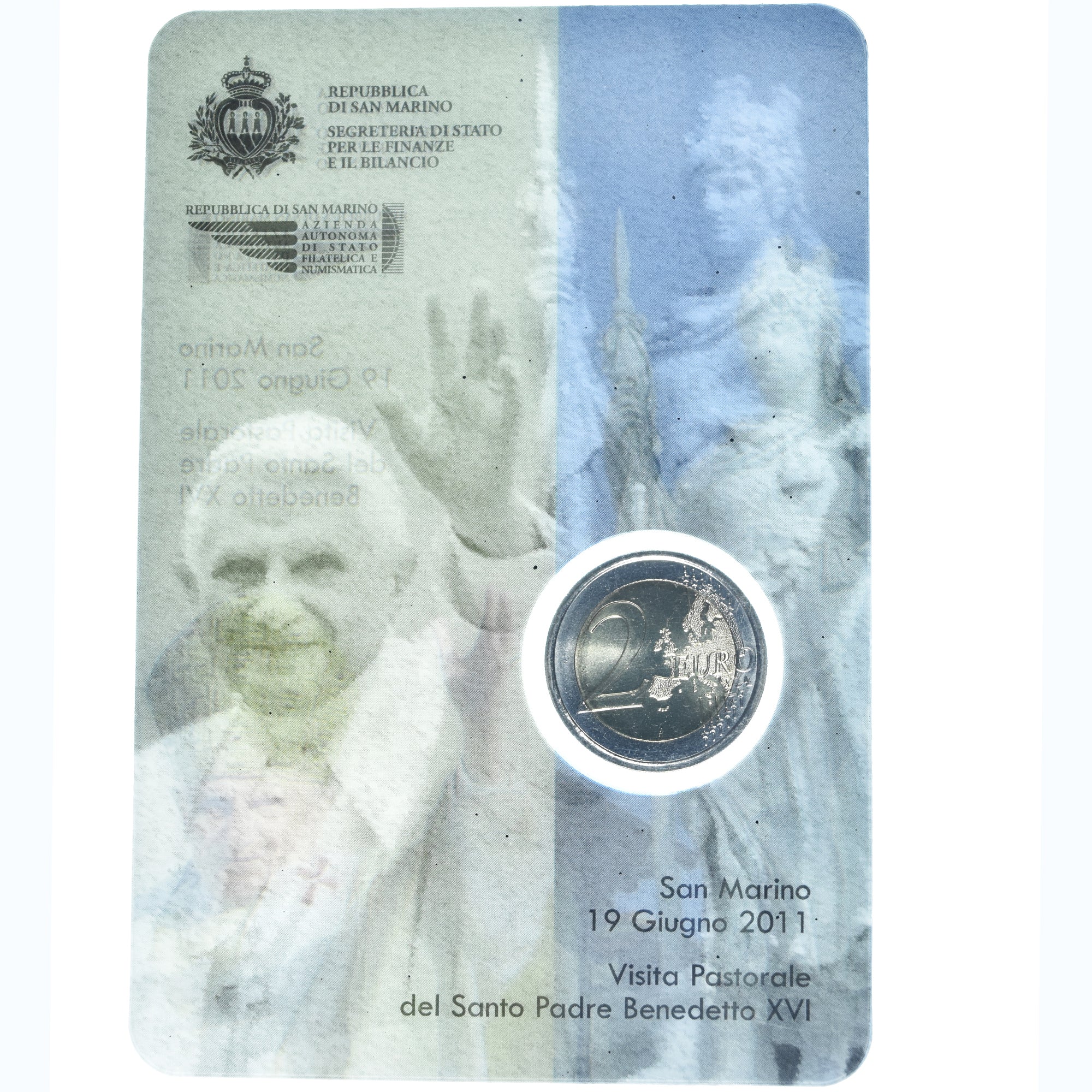 San Marino, 2 Euro, Visita Pastorale del Santo Padre Benedetto XVI, 2011, Rome