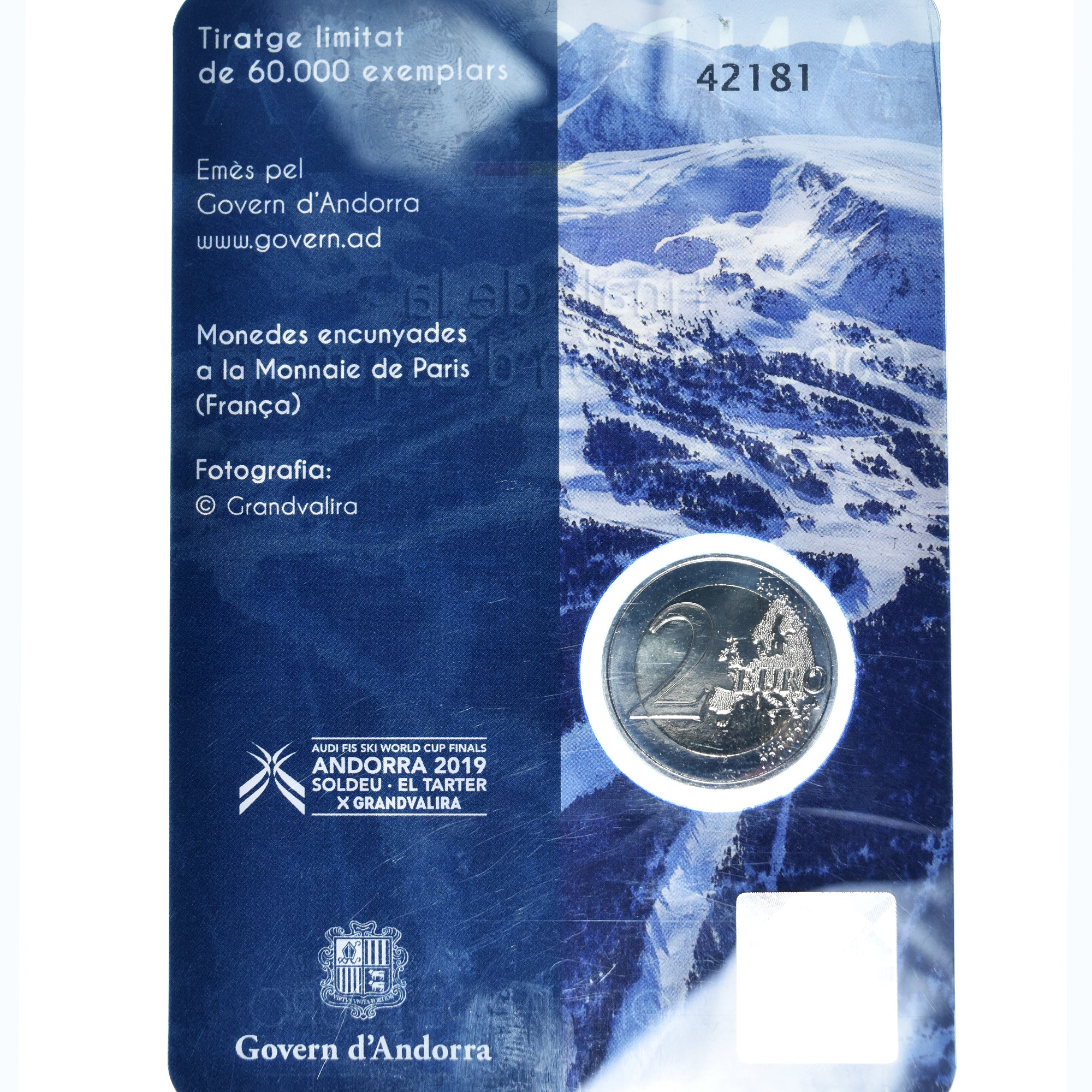 Andorre, 2 Euro, ski-alpin, 2019, Monnaie de Paris, FDC, Bimétallique
