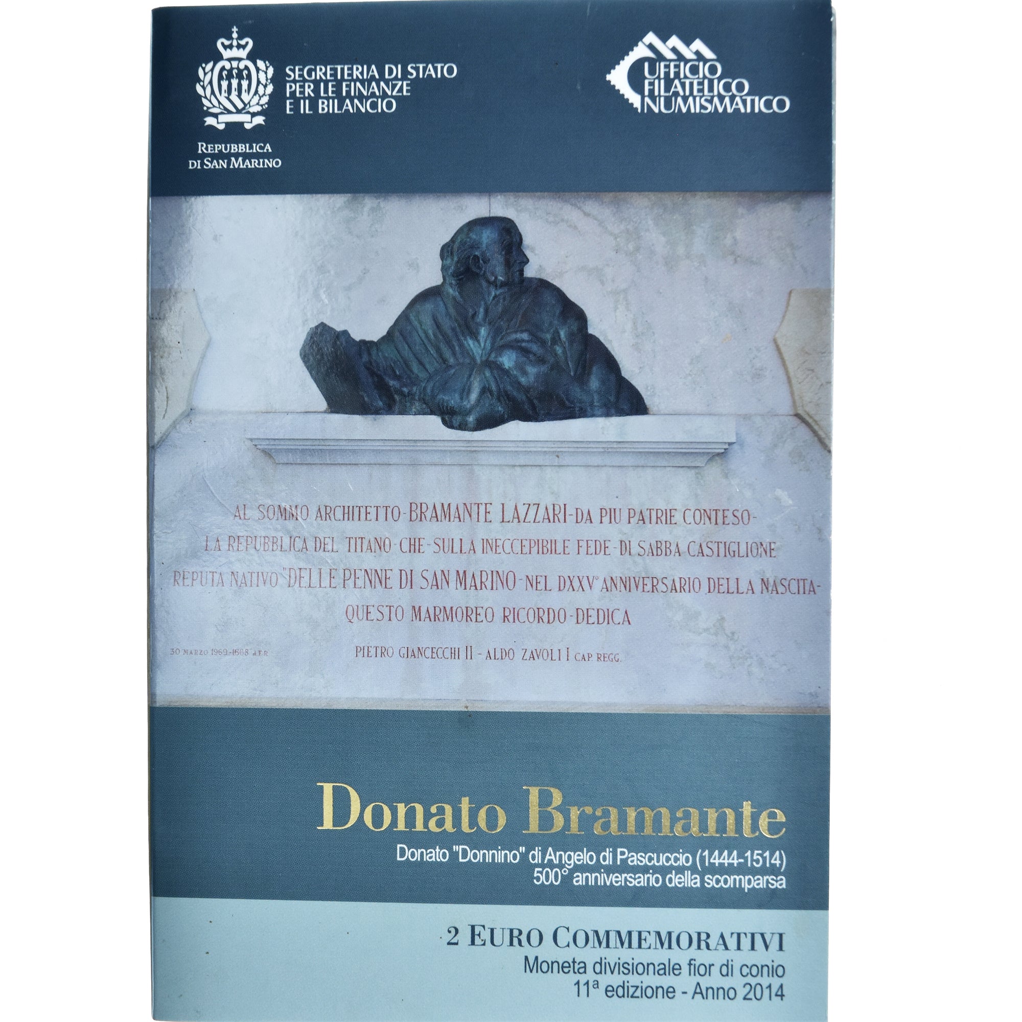 San Marino, 2 Euro, 500ème anniversaire de la mort de Bramante, 2014, Rome