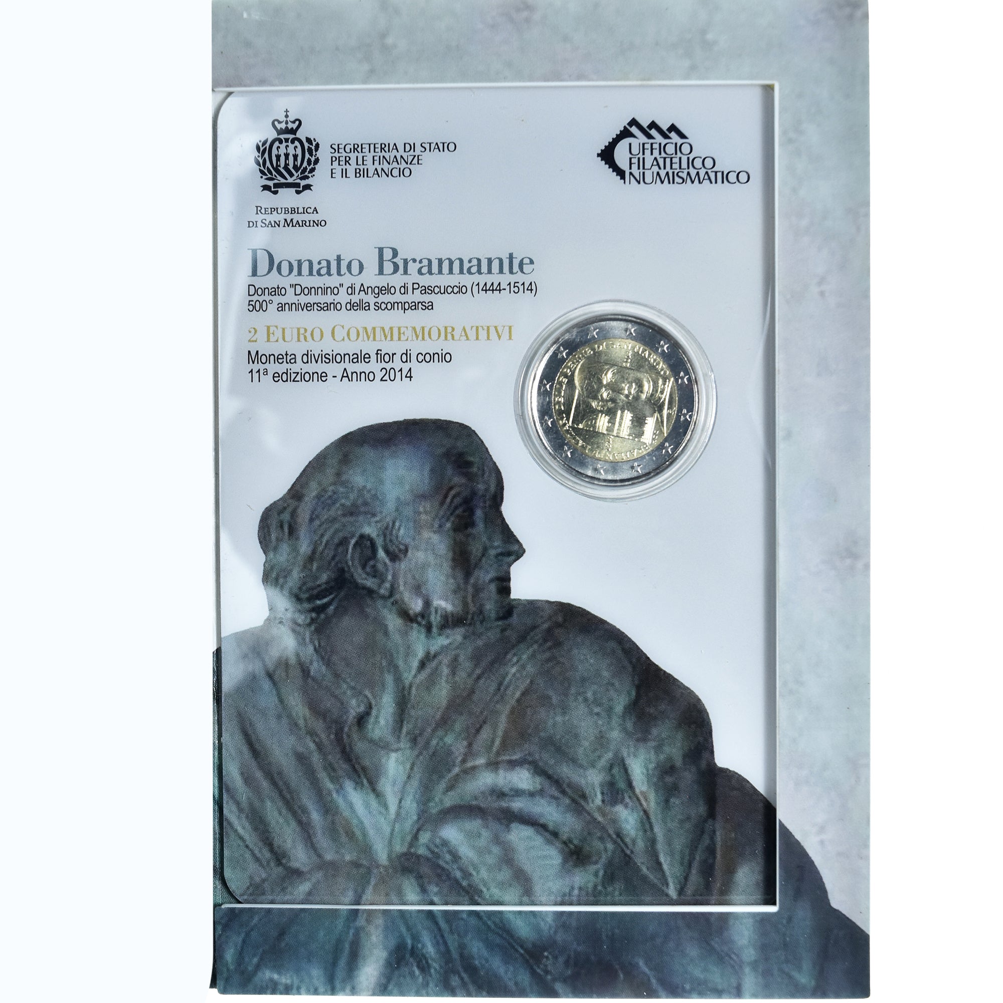 San Marino, 2 Euro, 500ème anniversaire de la mort de Bramante, 2014, Rome