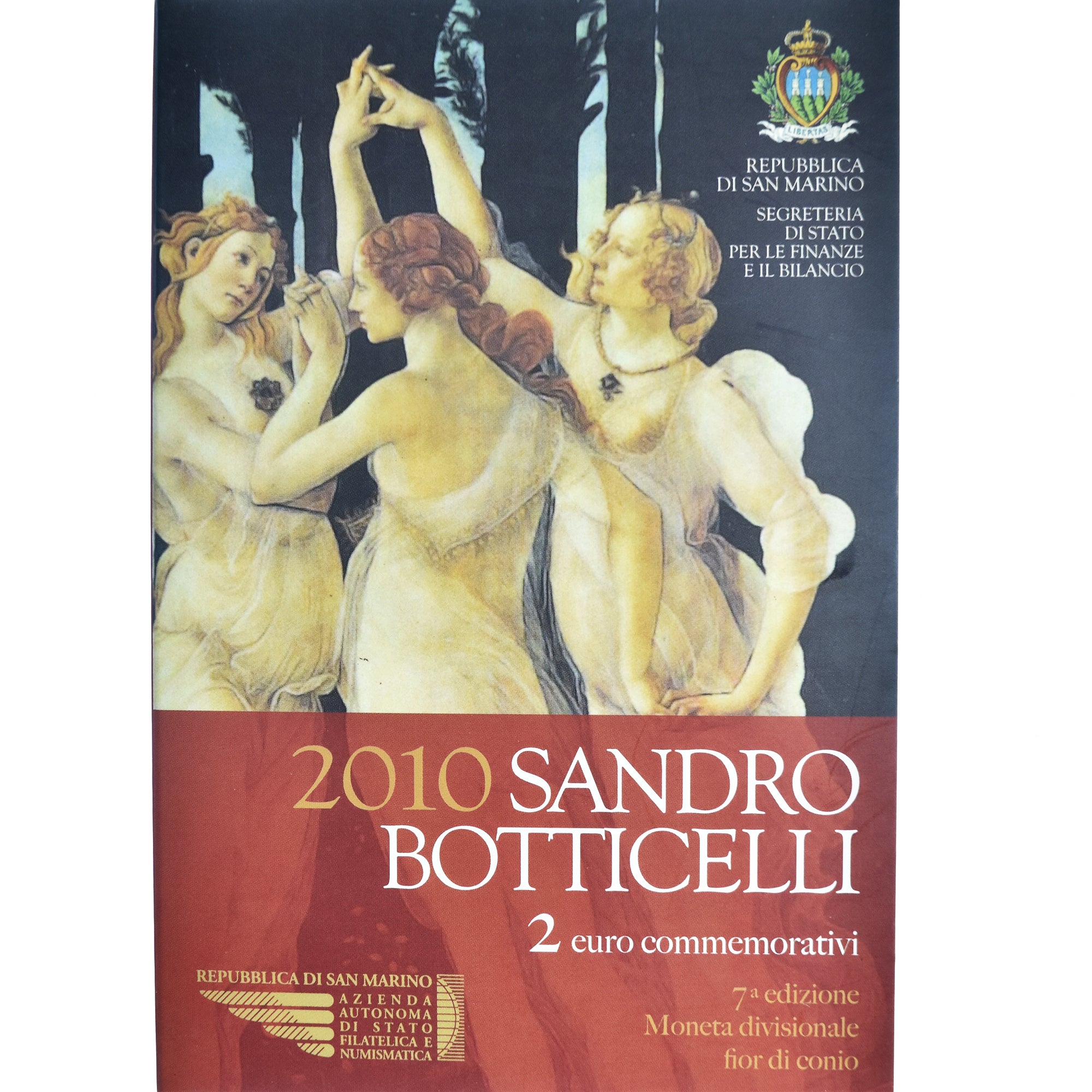 San Marino, 2 Euro, Sandro Botticelli, 2010, Rome, MS(65-70), Bi-Metallic