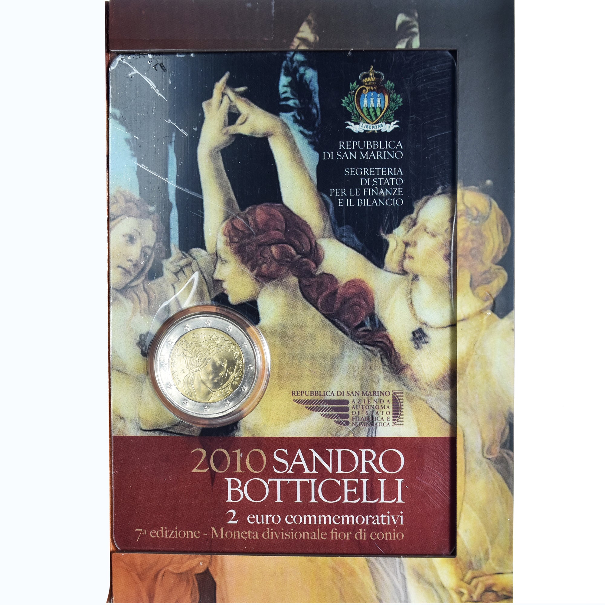 San Marino, 2 Euro, Sandro Botticelli, 2010, Rome, MS(65-70), Bi-Metallic