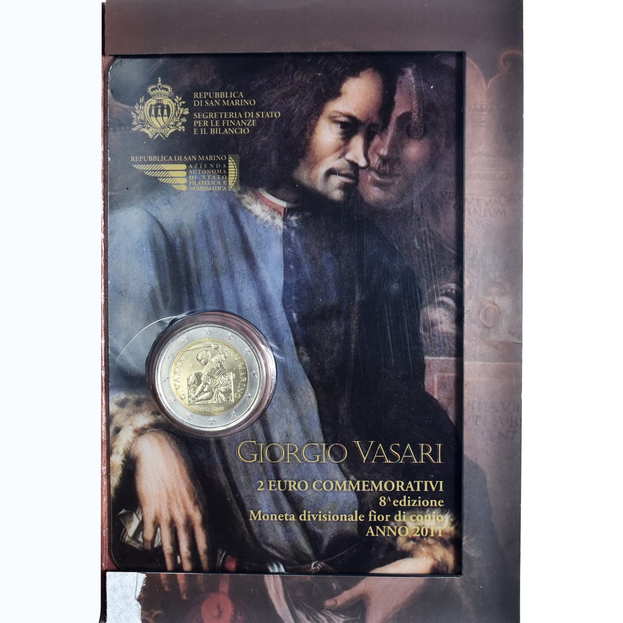 San Marino, 2 Euro, Giorgo Vasari, 2011, Rome, MS(65-70), Bi-Metallic