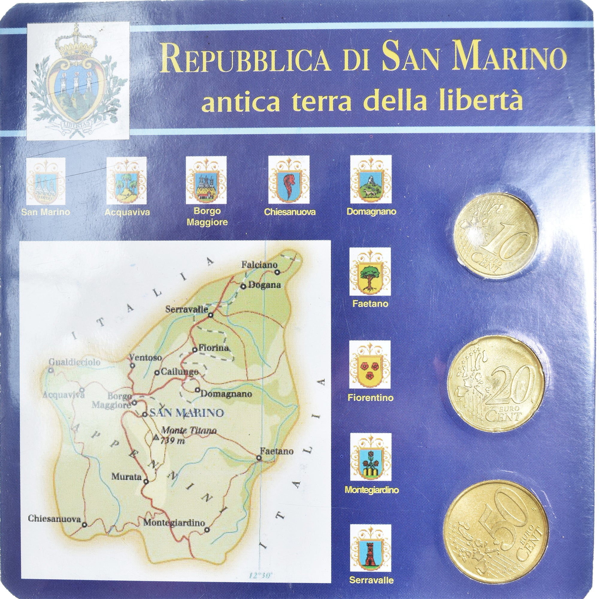 San Marino, Euro-Set, 10 c. à 50 c., 2003, Rome, BU, MS(65-70)