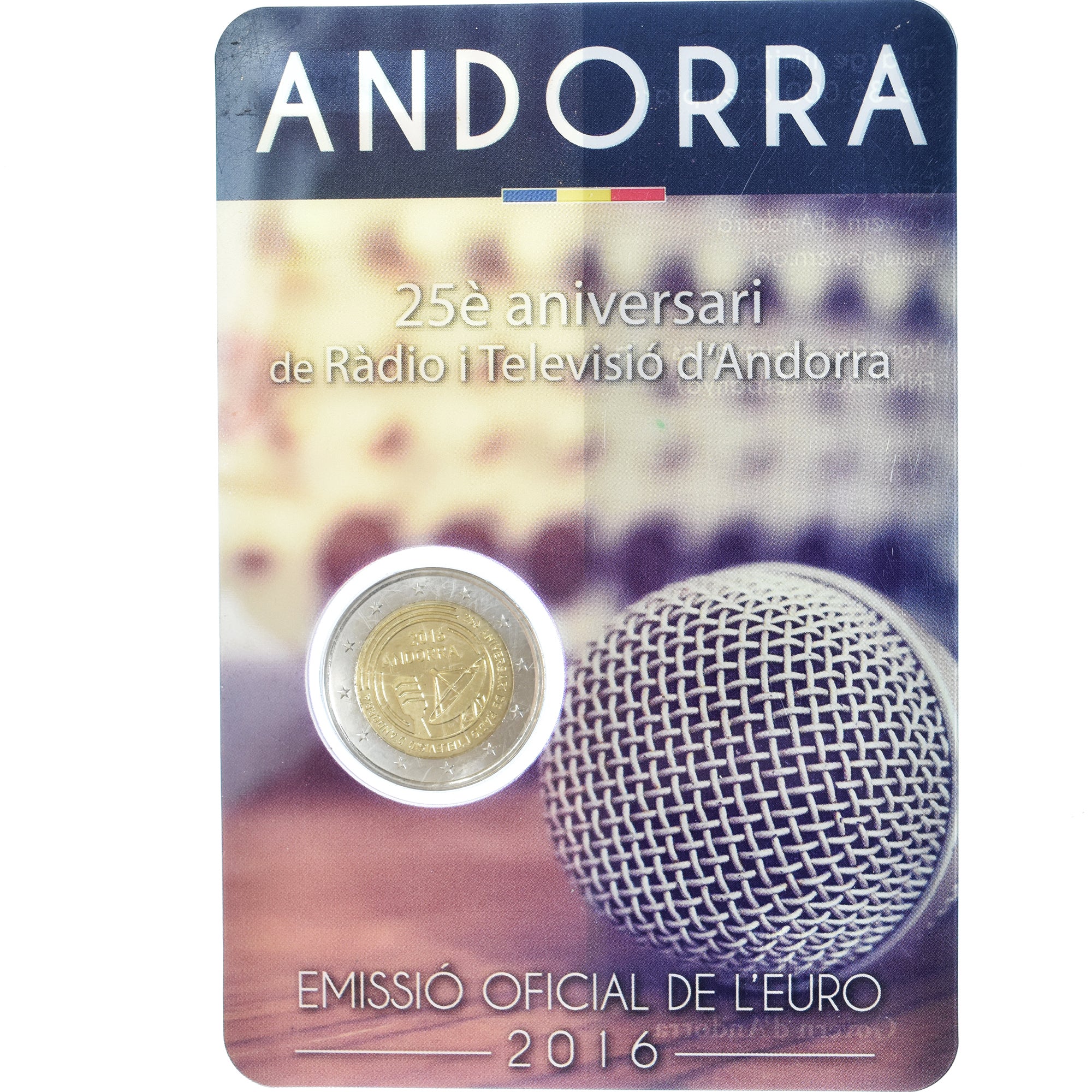 Andorre, 2 Euro, 25ème anniversaire de la radio-télé, 2016, Monnaie de Paris