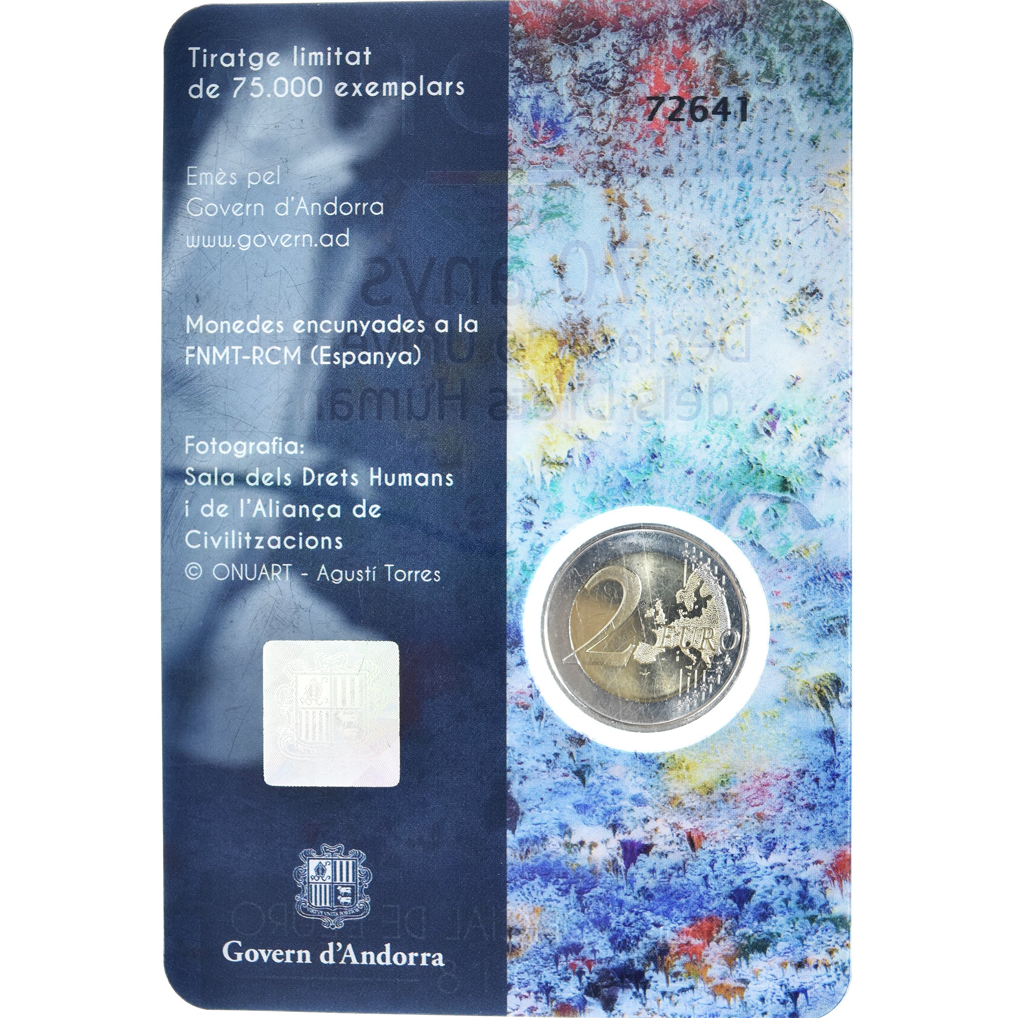 Andorra, 2 Euro, 70 ans de la déclaration universelle des droits de l'homme