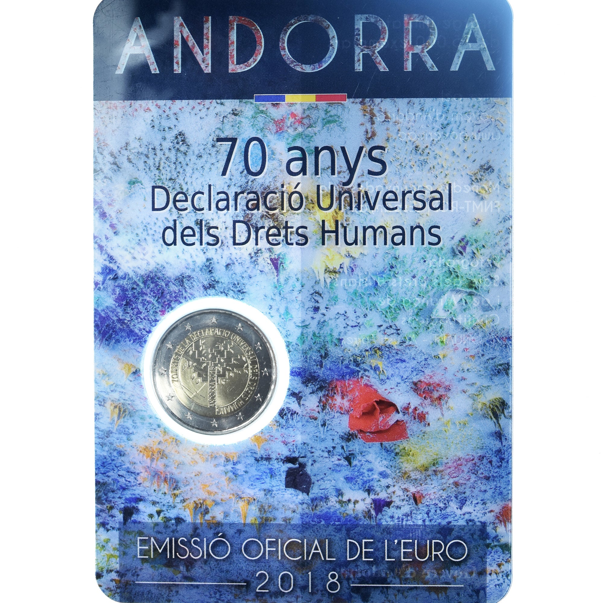 Andorra, 2 Euro, 70 ans de la déclaration universelle des droits de l'homme