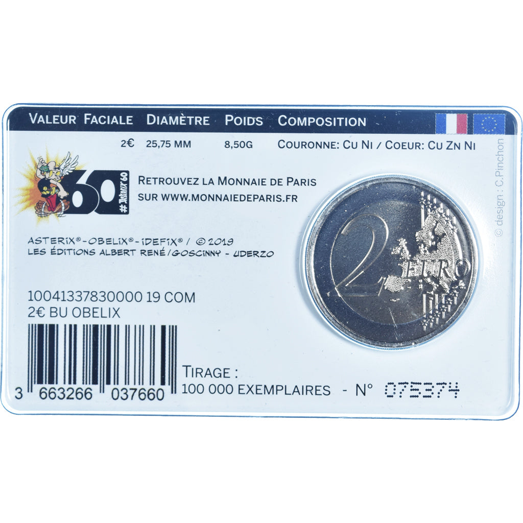 France, 2 Euro, 60 ans d'Astérix, 2019, Monnaie de Paris, BU, FDC