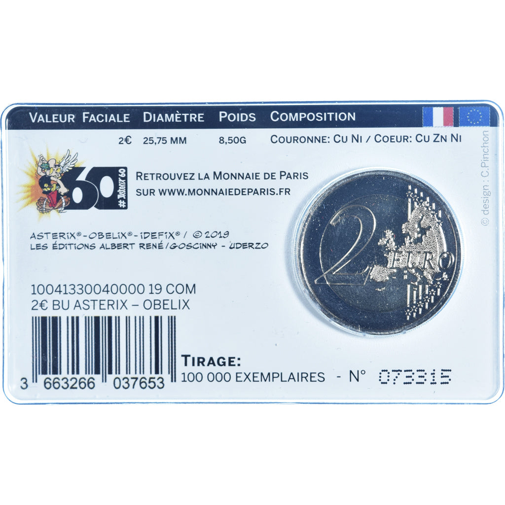 France, 2 Euro, 60 ans d'Astérix, 2019, Monnaie de Paris, BU, FDC