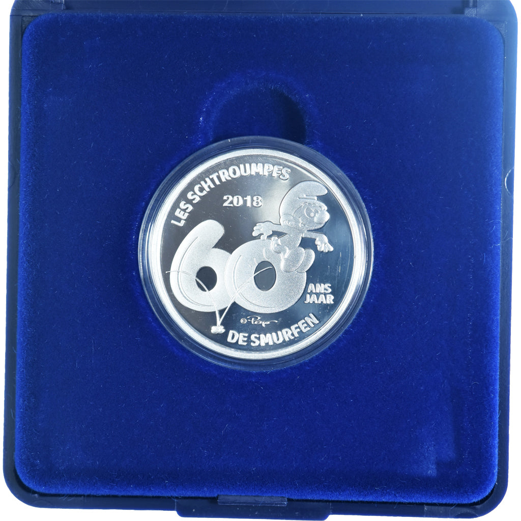 Belgique, 5 Euro, 60 ans des Schtroumpfs, 2018, Utrecht, Proof, FDC, Argent