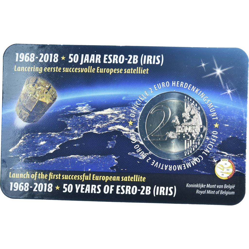 Belgium, 2 Euro, Satellite ESRO-2B, 2018, Utrecht, MS(65-70), Bi-Metallic