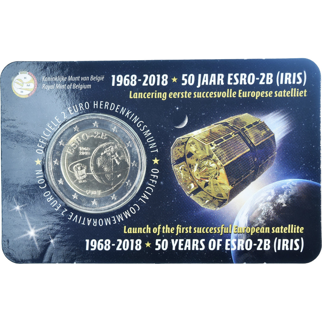 Belgium, 2 Euro, Satellite ESRO-2B, 2018, Utrecht, MS(65-70), Bi-Metallic