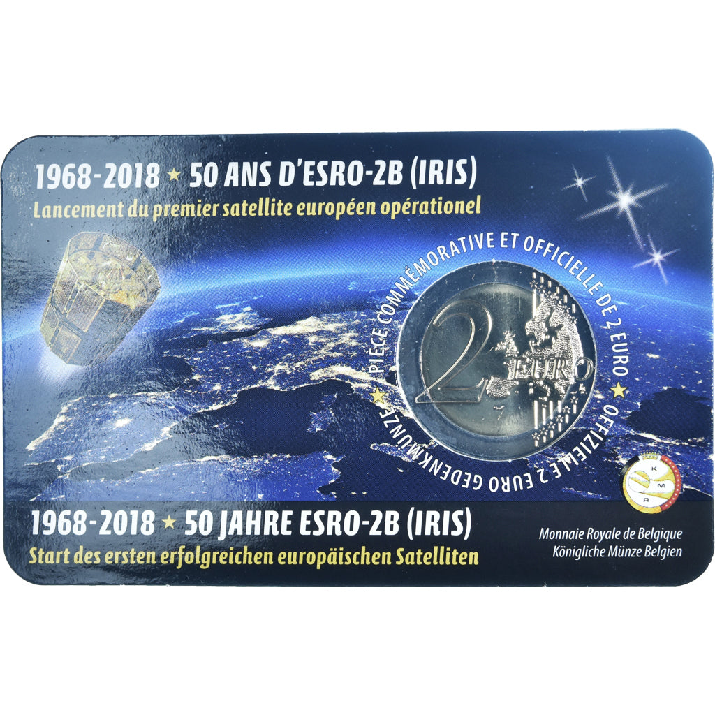 Belgium, 2 Euro, Satellite ESRO-2B, 2018, Utrecht, MS(65-70), Bi-Metallic