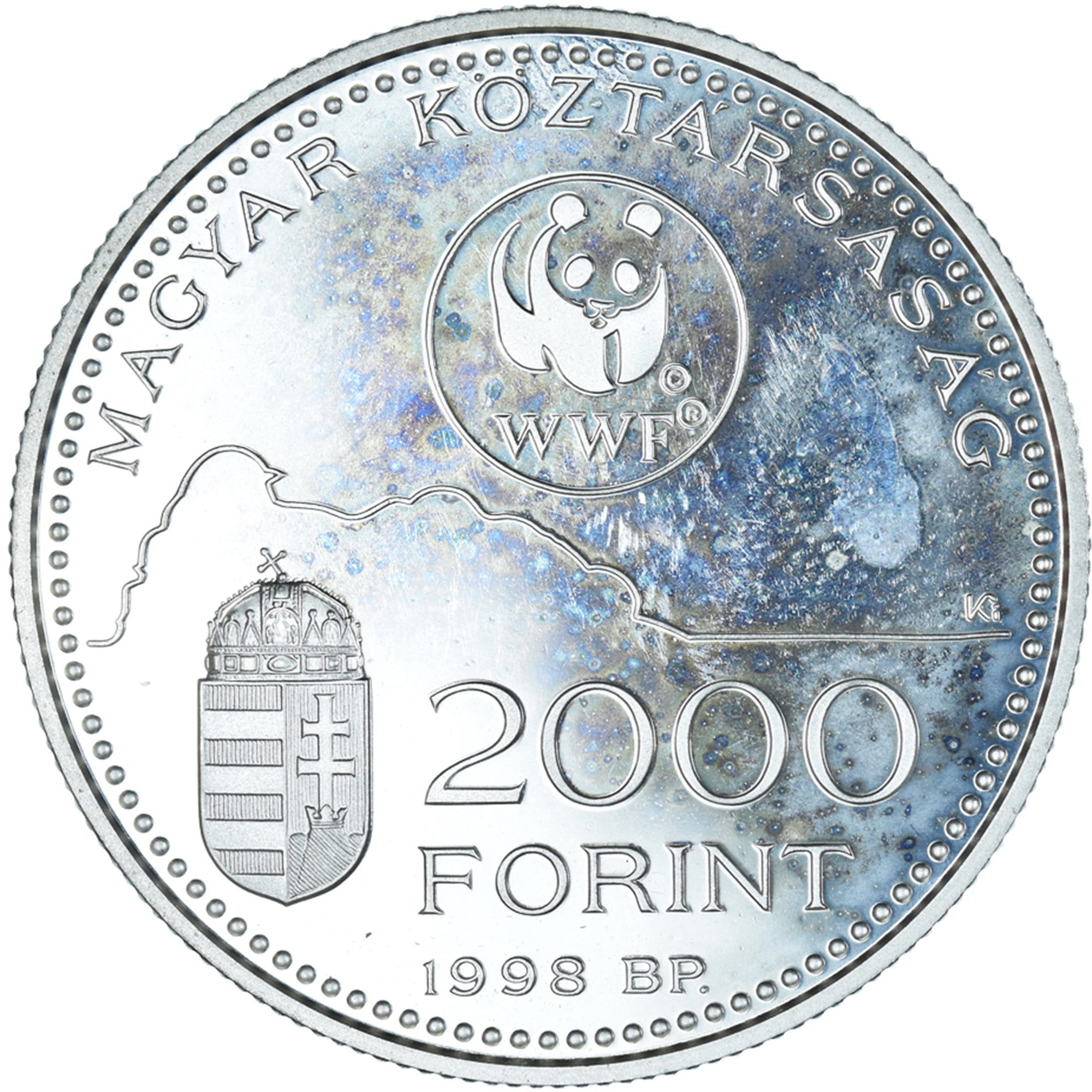 Moneta, Ungheria, WWF, 2000 Forint, 1998, Budapest, Proof, FDC, Argento, KM:730