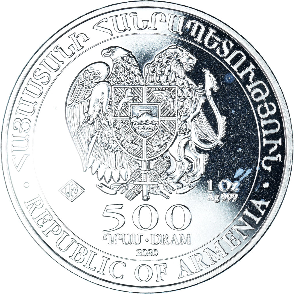 Moneta, Georgia, Noah's Ark, 1 Oz, 500 Dram, 2020, Leipzig, Proof, FDC, Argento