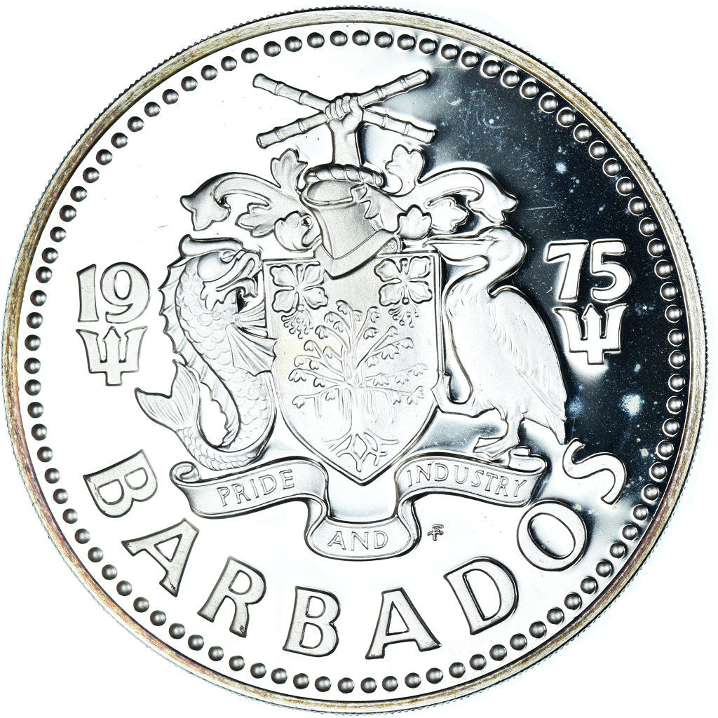 Coin, Barbados, Neptune, 10 Dollars, 1975, Franklin Mint, Proof, MS(65-70)