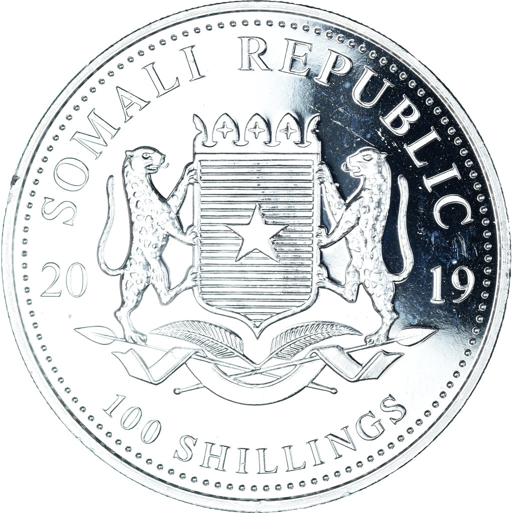Moneta, Somalia, Elephant, 100 Shillings, 2019, Munich, 1 Oz, FDC, Argento