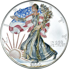 Monnaie, États-Unis, Silver Eagle, 1 Dollar, 1 Oz, 2000, U.S. Mint, Colorisé
