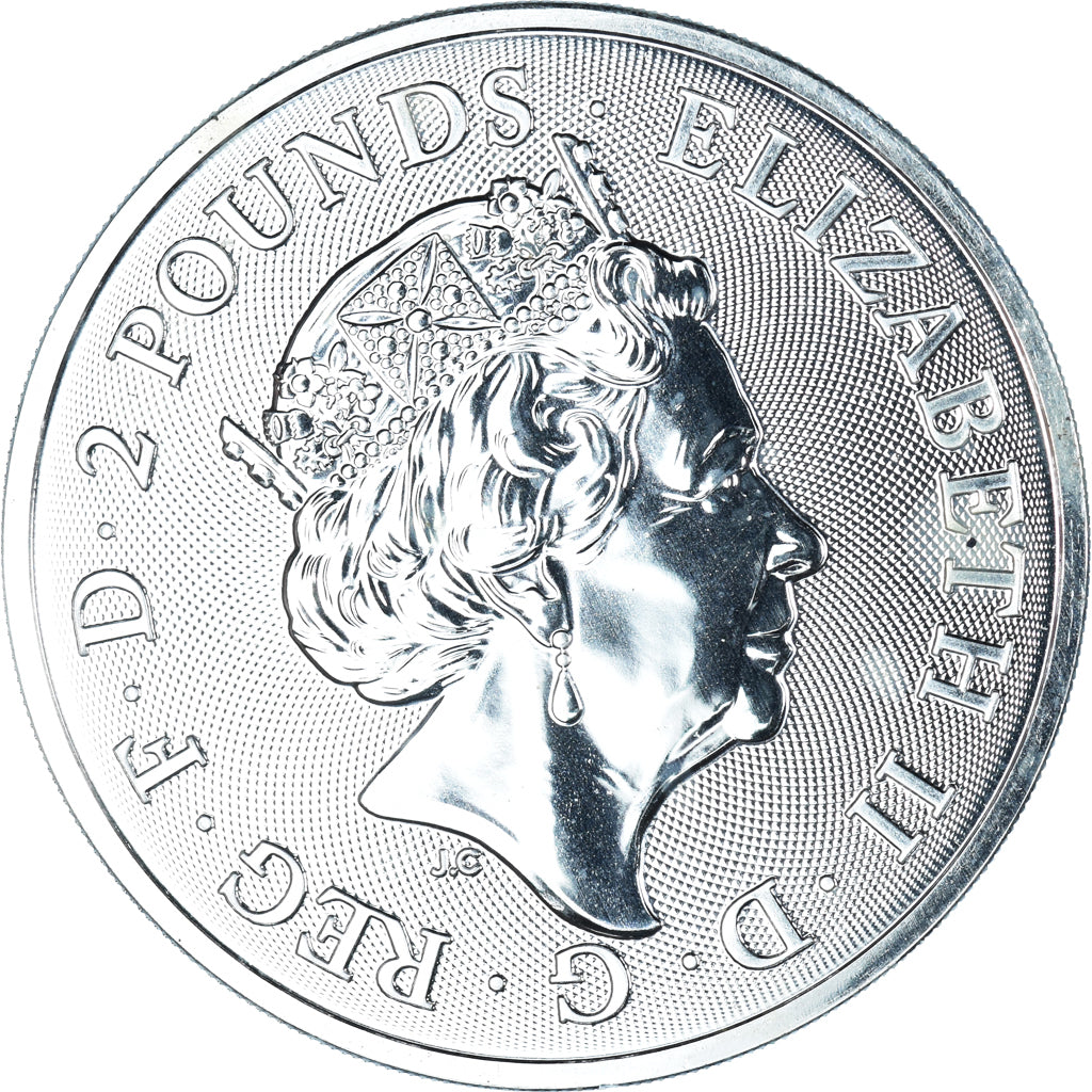 Coin, United Kingdom, Elizabeth II, Royal Arms, 2 pounds, 1 Oz, 2020, British