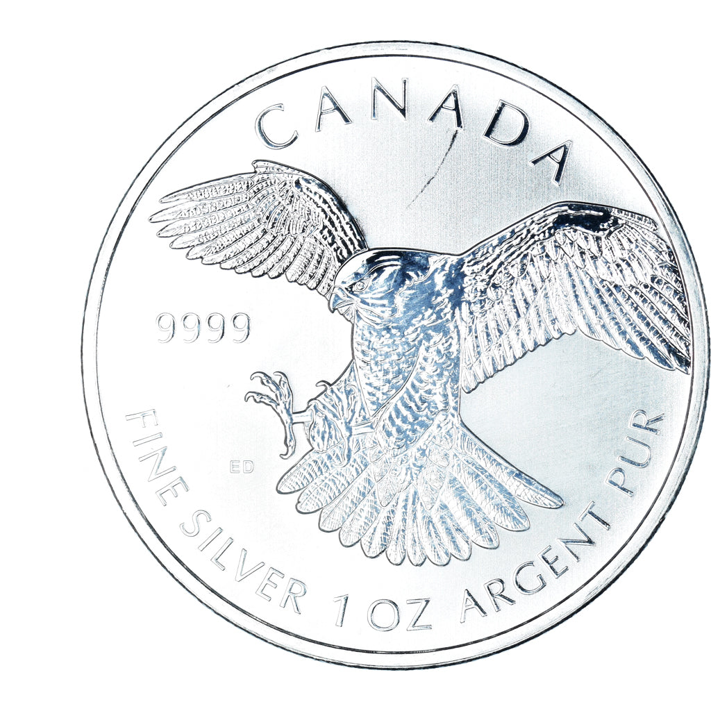 Coin, Canada, Elizabeth II, Peregrine Falcon, 5 Dollars, 2014, MS(65-70), Silver