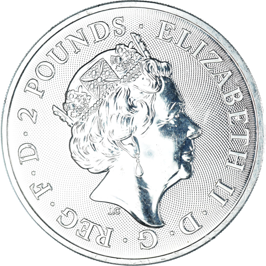 Coin, United Kingdom, Elizabeth II, Royal Arms, 2 pounds, 1 Oz, 2019, British