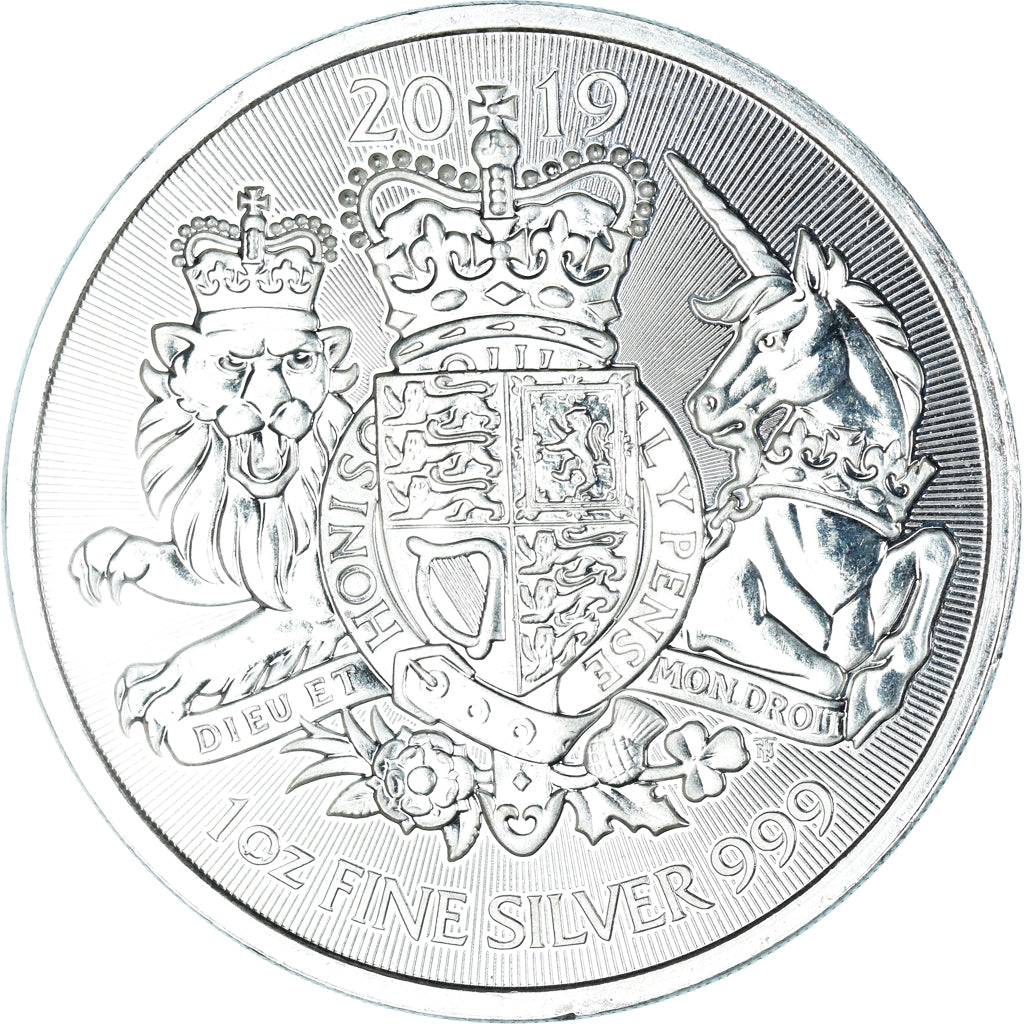 Coin, United Kingdom, Elizabeth II, Royal Arms, 2 pounds, 1 Oz, 2019, British