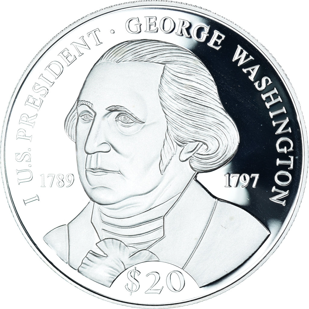Coin, Liberia, George Washington, 20 Dollars, 2000, MS(65-70), Silver, KM:729