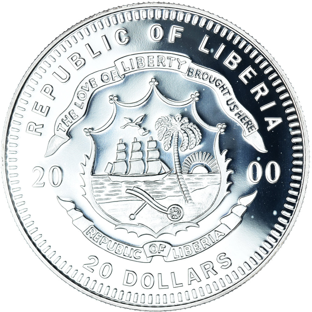 Coin, Liberia, George Washington, 20 Dollars, 2000, MS(65-70), Silver, KM:729