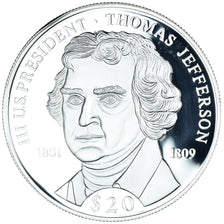 Coin, Liberia, Thomas Jefferson, 20 Dollars, 2000, MS(65-70), Silver, KM:871