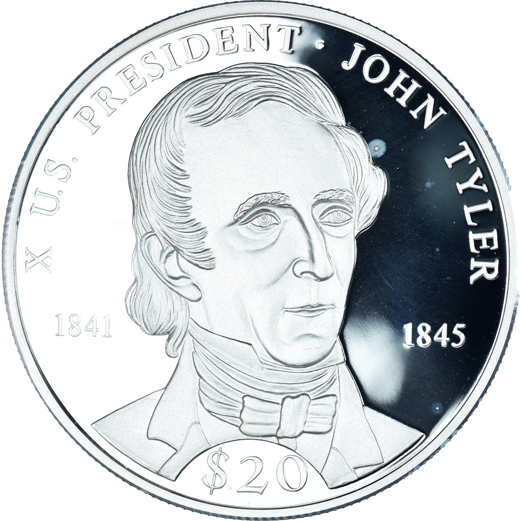 Coin, Liberia, John Tyler, 20 Dollars, 2000, MS(65-70), Silver, KM:878
