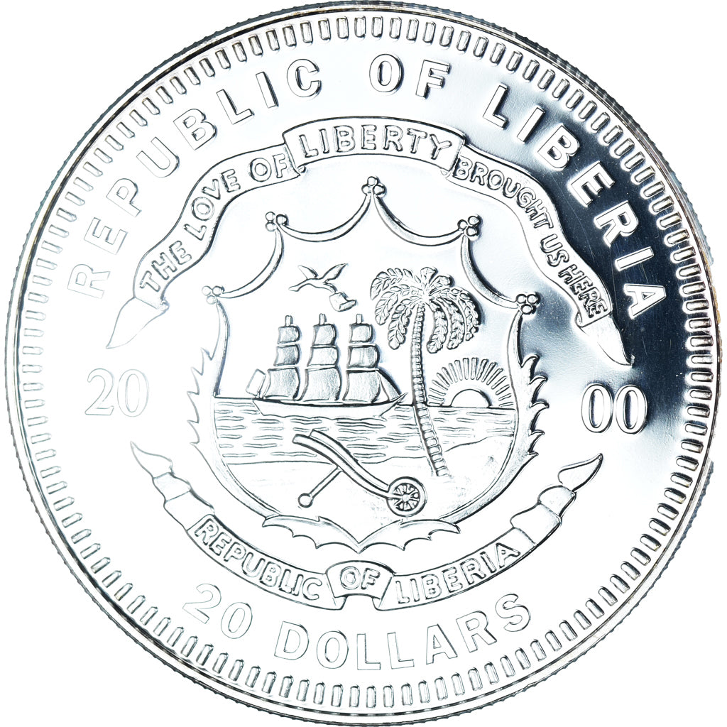 Coin, Liberia, Zachary Taylor, 20 Dollars, 2000, MS(65-70), Silver, KM:880