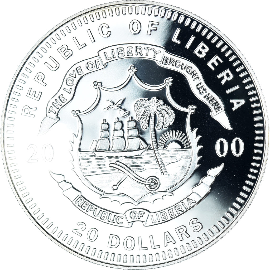 Coin, Liberia, Abraham Lincoln, 20 Dollars, 2000, MS(65-70), Silver
