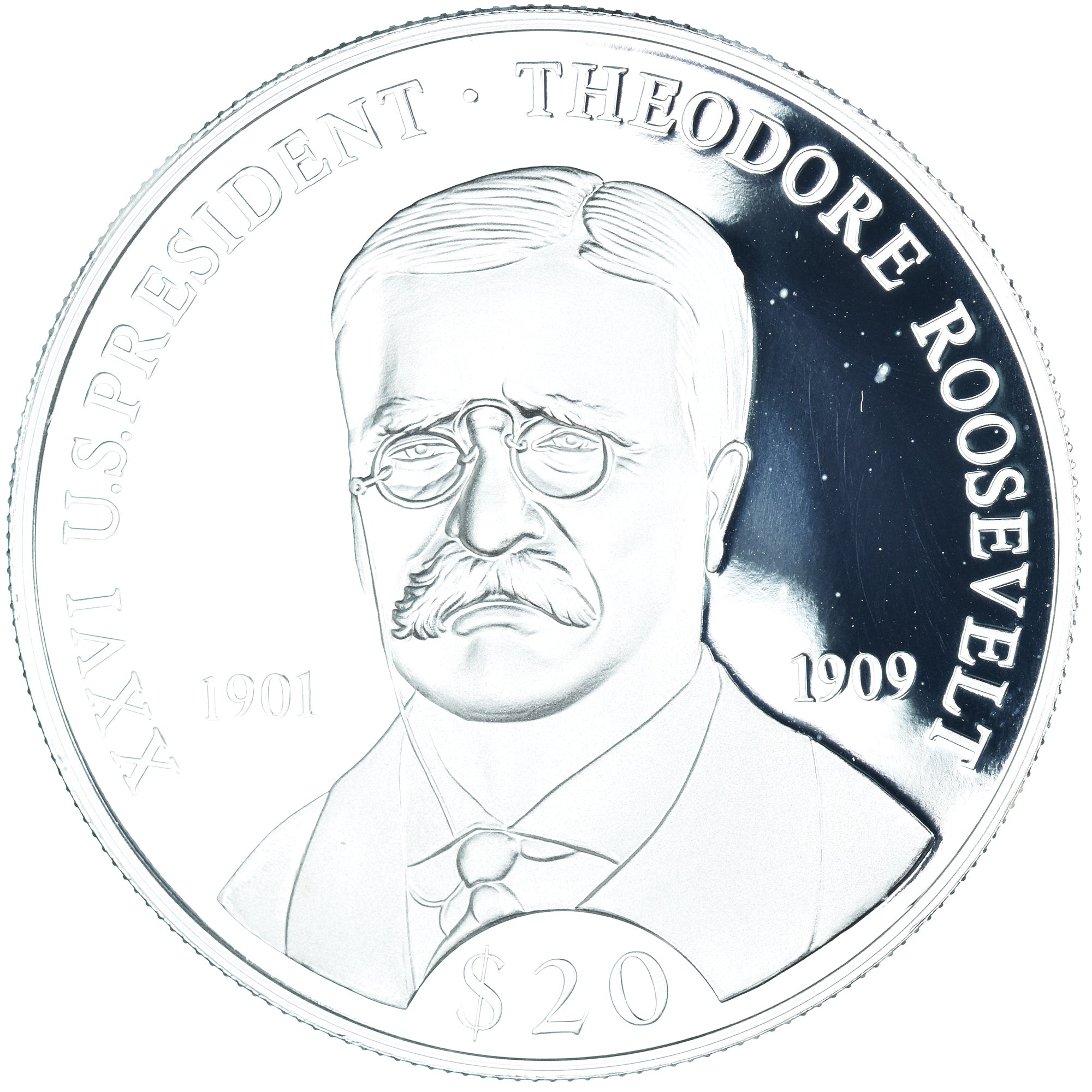 Münze, Liberia, Theodore Roosevelt, 20 Dollars, 2000, STGL, Silber, KM:892