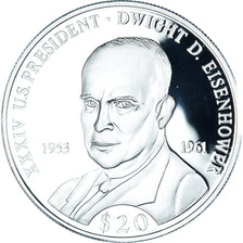 Moneta, Liberia, Dwight D. Eisenhower, 20 Dollars, 2000, FDC, Argento, KM:899