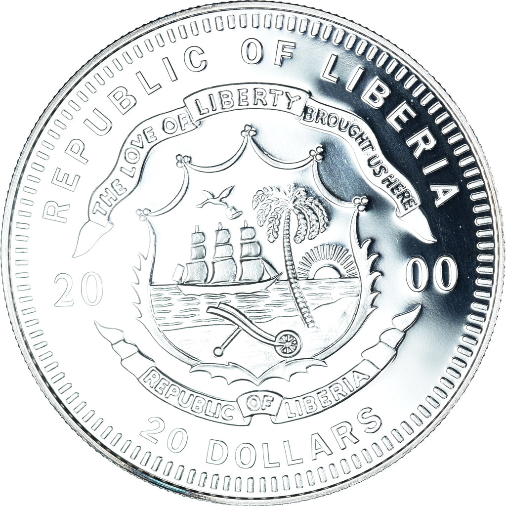 Coin, Liberia, Richard M. Nixon, 20 Dollars, 2000, MS(65-70), Silver, KM:728