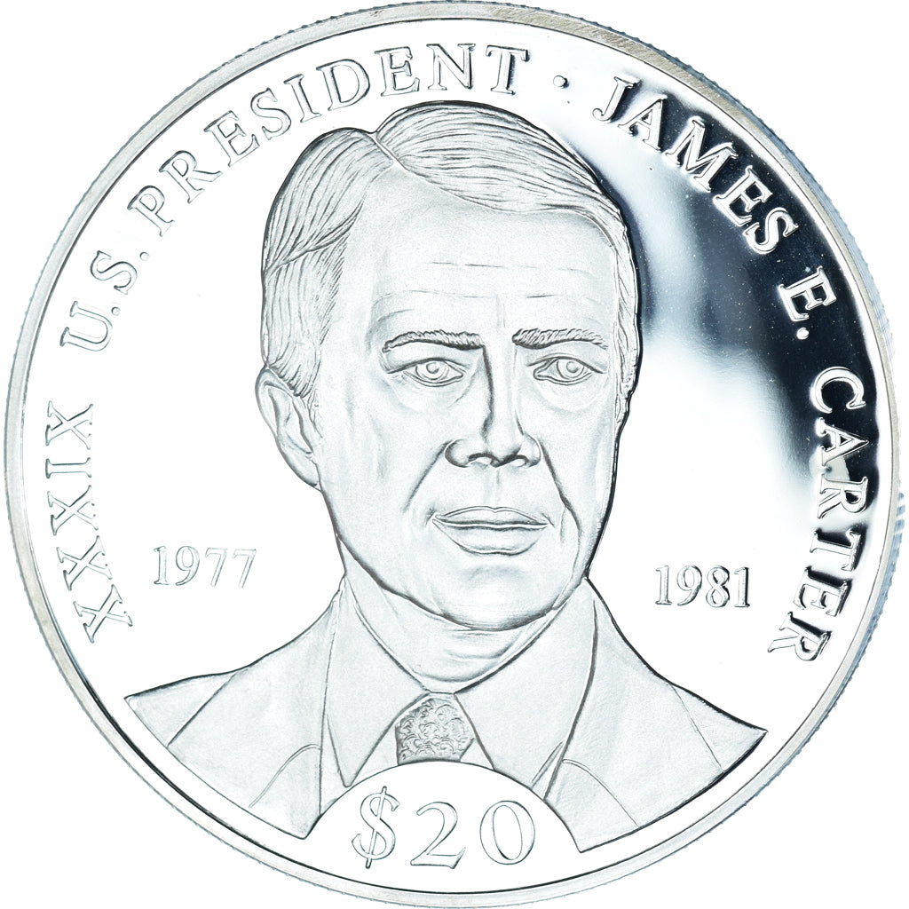 Moneta, Liberia, James E. Carter, 20 Dollars, 2000, FDC, Argento, KM:903