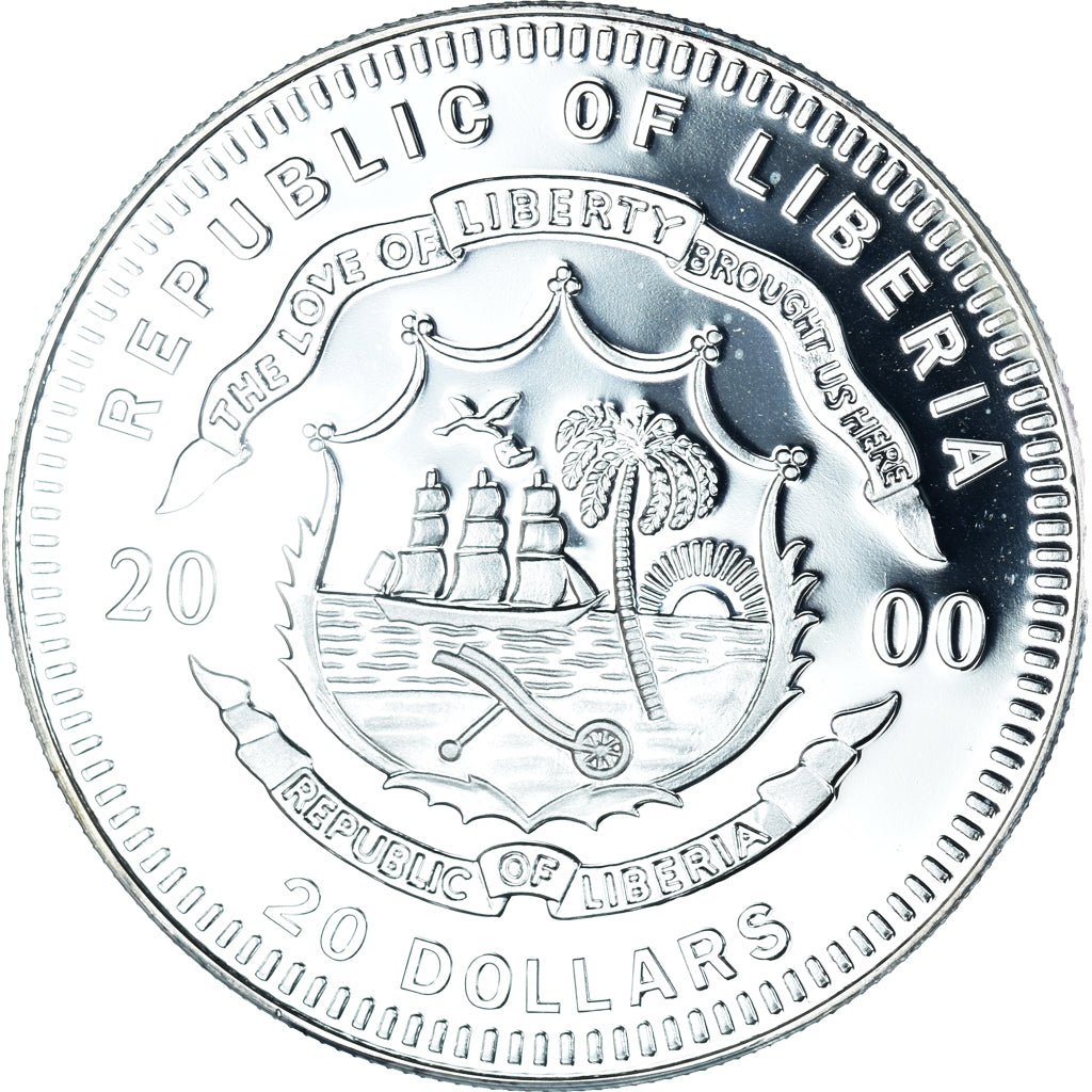Moneta, Liberia, James E. Carter, 20 Dollars, 2000, FDC, Argento, KM:903