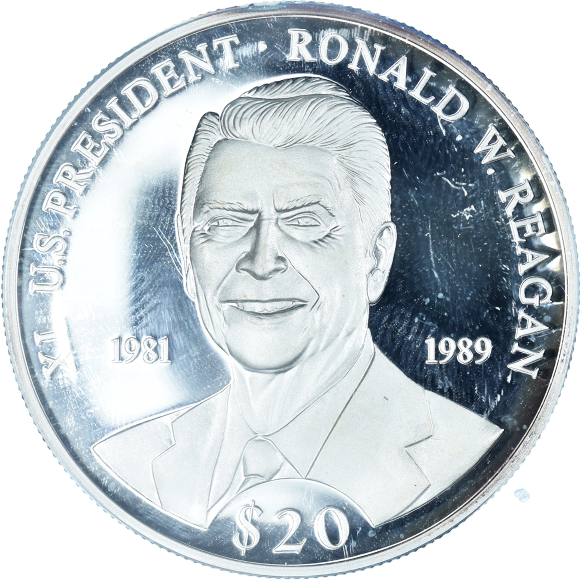 Moneta, Liberia, Ronald W. Reagan, 20 Dollars, 2000, FDC, Argento, KM:904