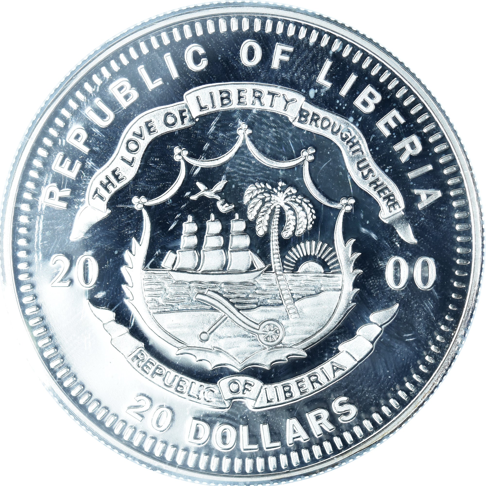 Moneta, Liberia, Ronald W. Reagan, 20 Dollars, 2000, FDC, Argento, KM:904