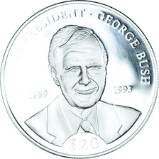 Coin, Liberia, George Bush, 20 Dollars, 2000, MS(65-70), Silver, KM:905