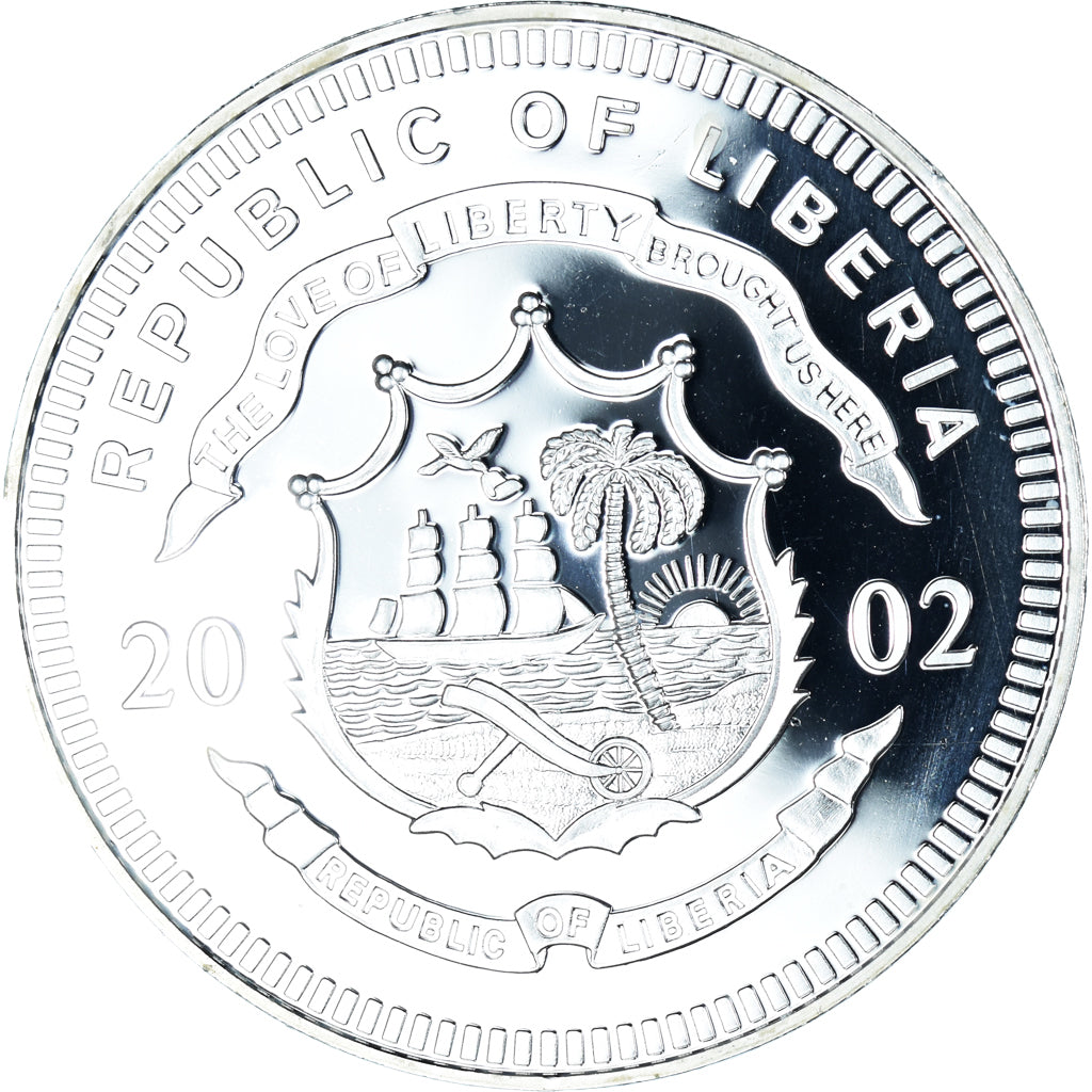 Coin, Liberia, goodbye portuguese currency, 10 Dollars, 2002, Colourized