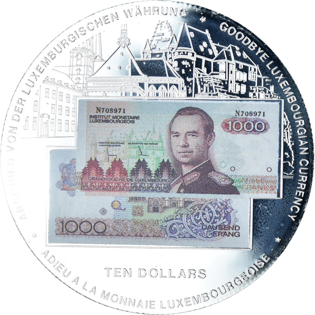 Moneta, Liberia, goodbye luxembourgian currency, 10 Dollars, 2002, Colourized