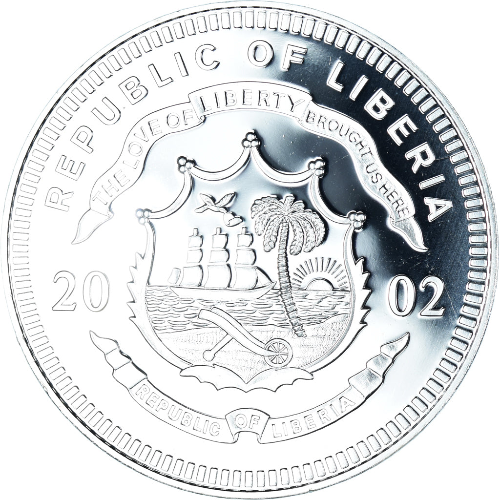 Coin, Liberia, goodbye spanish currency, 10 Dollars, 2002, Colourized