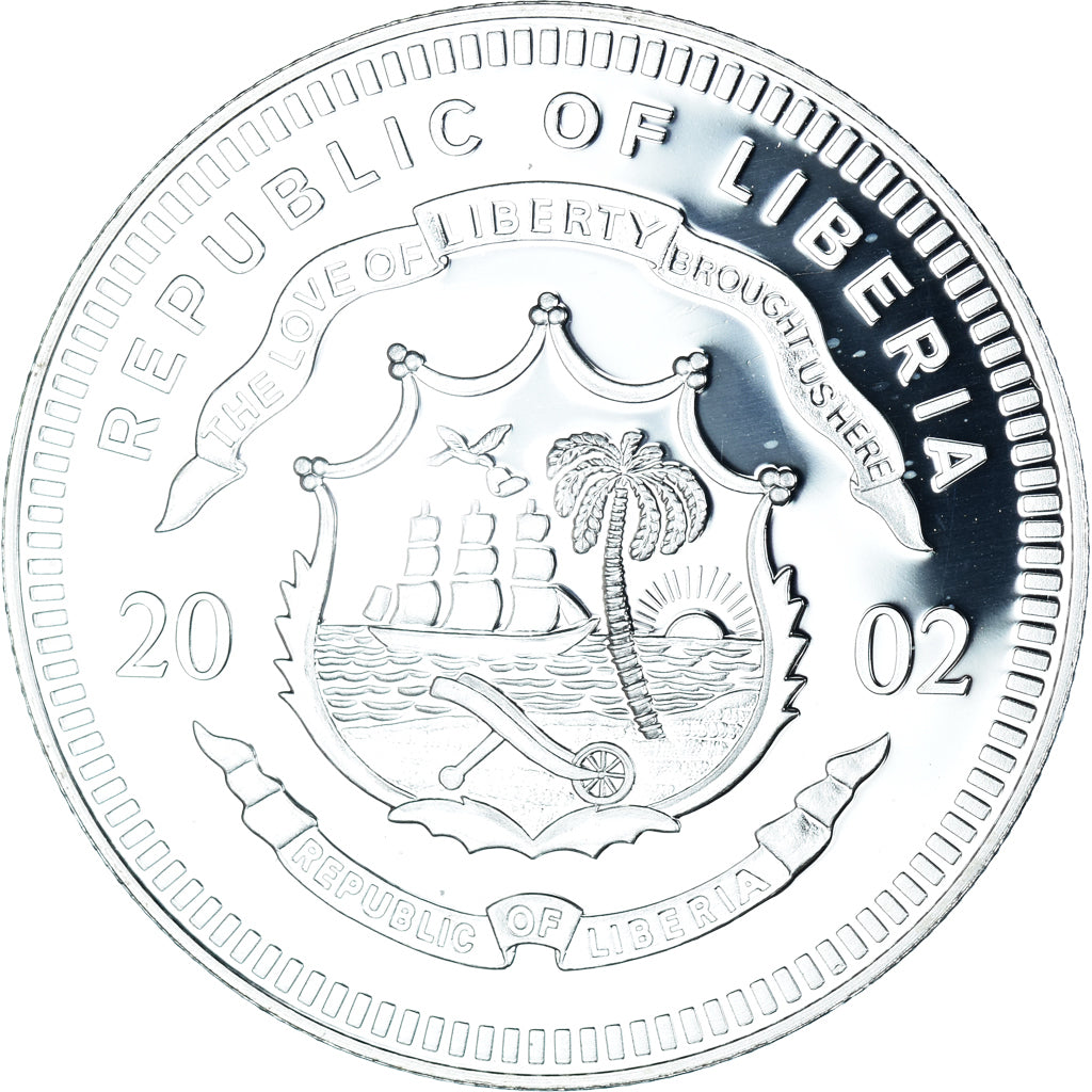 Coin, Liberia, goodbye greek currency, 10 Dollars, 2002, Colourized, MS(65-70)