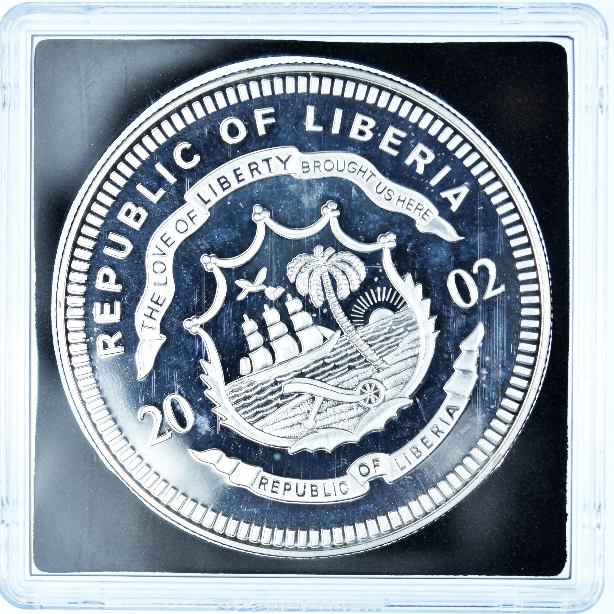 Coin, Liberia, goodbye french currency, 10 Dollars, 2002, Colourized, MS(65-70)