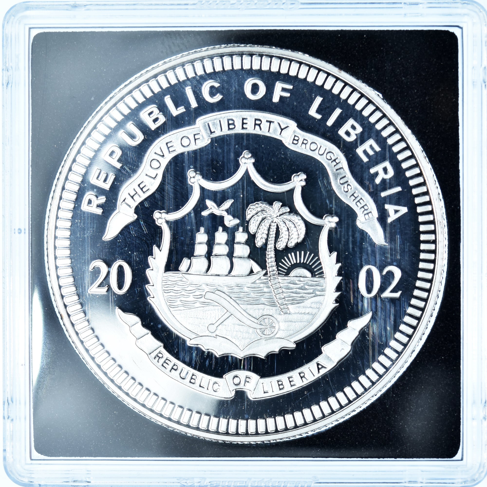 Coin, Liberia, goodbye german currency, 10 Dollars, 2002, Colourized, MS(65-70)